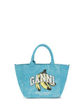 Ganni Banana Print Recycled Cotton Tote Bag — Blue