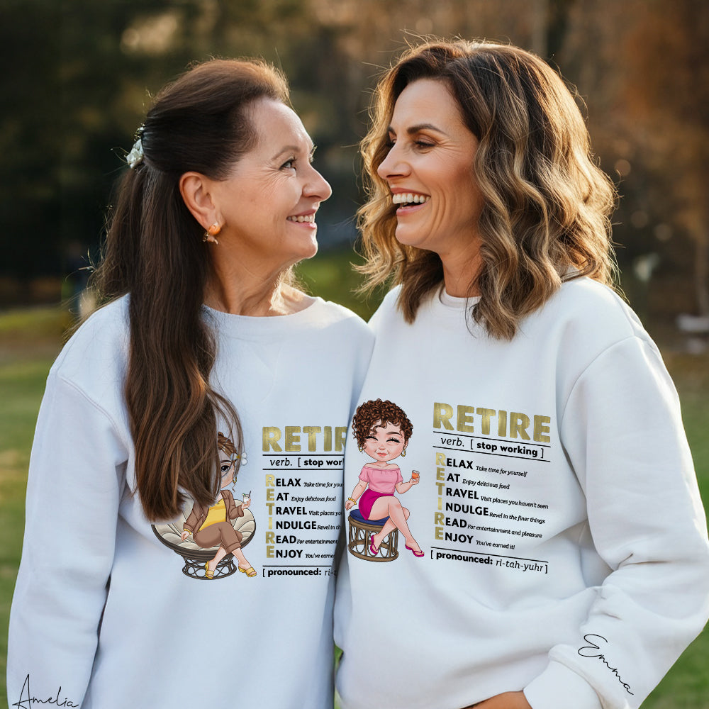 Personaje personalizado de dibujos animados 100% algodón suave sudadera con capucha con nombre regalo de cumpleaños para las mujeres jubiladas