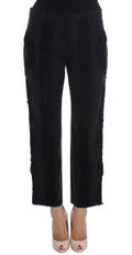 Women's Black Cotton Stretch Torero Capris Pants