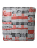 Women's Gray Red Silk Square Neck Wrap Scarf