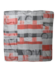 Women's Gray Red Silk Square Neck Wrap Scarf
