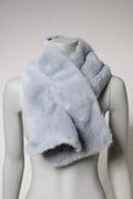 Women's Powder Blue Mink Fur Neck Warmer Scarf Light