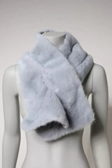 Women's Powder Blue Mink Fur Neck Warmer Scarf Light