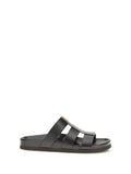 Valentino Garavani Studshield VLogo Leather Slide Sandal — Black