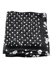 Women's Floral Silk Scarf Black