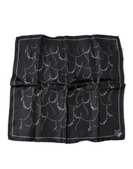 Men's Black Patterned Silk Handkerchief Scarf