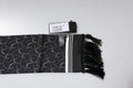 Men's Silk Patterned With Fringe Scarf Black