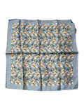 Men's Gray Oranges Silk Square Handkerchief Scarf