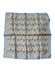 Men's Gray Oranges Silk Square Handkerchief Scarf