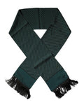 Men's Dark Green Fantasy Fringes Neck Wrap Scarf Silk