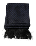 Men's Dark Blue Fantasy Fringes Neck Wrap Scarf Silk
