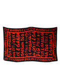 Women's Black Red Logo Print Cotton Beach Towel And Accessory