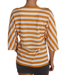 Women's White Orange Firenze Top T-Shirt Cotton