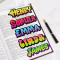 Marcapáginas magnético personalizado con nombre en neón degradado Accesorio de lectura Uso diario Vuelta al cole Regalo de cumpleaños para amantes de los libros Ratones de biblioteca