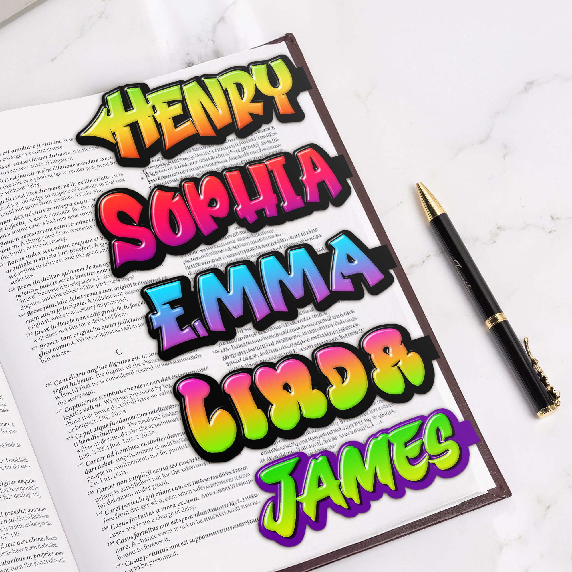 Marcapáginas magnético personalizado con nombre en neón degradado Accesorio de lectura Uso diario Vuelta al cole Regalo de cumpleaños para amantes de los libros Ratones de biblioteca