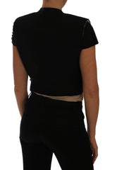 Women's Black Short Croped Blazer Jacket Virgin Wool