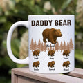 Taza de café de cerámica personalizada del oso del papá del bosque que lleva el oso del cabrito 11 onzas con 1-12 nombres Regalo del día del padre del cumpleaños para el abuelo del papá