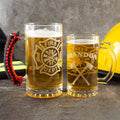 Taza de cerveza numerada con asa personalizada con silueta de bombero en forma de hacha, regalo de cumpleaños para los bomberos.
