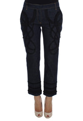Women's Blue Denim Cotton Capri Torero Jeans Clothing
