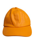 Men's Orange Cotton 6 Panels Baseball Cap Elastane Accessory