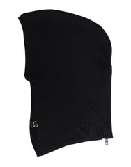 Men's Black Wool Whole Head Wrap Balaclava Hat Virgin Cashmere