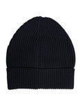 Men's Cashmere Ribbed Knit Beanie Black