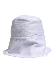 Men's White Polyester Wide Brim Bucket Hat Nylon Silk