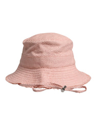 Women's Pink Cotton Wide Brim Bucket Hat