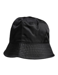 Men's Black Cotton Wide Brim Bucket Hat Elastane