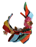 Women's Multicolor Floral Crystal Embellished Diadem Headband Viscose Cotton Accessory