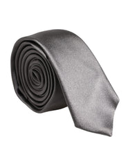 Men's Metallic Silver Silk Adjustable Necktie Tie