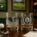 Vaso de Whisky Personalizado 2D Estilo Metálico Tema Golf con Nombre Club de Golf Cumpleaños Día del Padre Regalo para Amantes del Golf