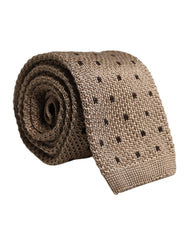 Men's Beige Polka Dot Silk Adjustable Necktie Tie Wool