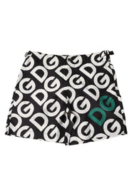 Men's Black White Logo Beachwear Shorts Swimwear Polyester