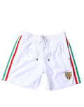 Men's White Stripes Beachwear Shorts 2 Pc Swimwear Polyester