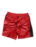 Men's Red Polyester Beachwear Shorts 2pc Swimwear Black And