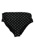 Women's Black Polka Dot Swimsuit Bikini Bottom Swimwear And White Nylon Elastane Clothing