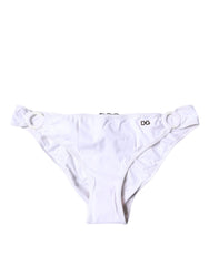 Women's White Nylon Beachwear Bikini Bottom Swimwear Elastane Clothing