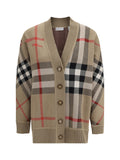 Burberry Check Archive Wool Cardigan — Beige