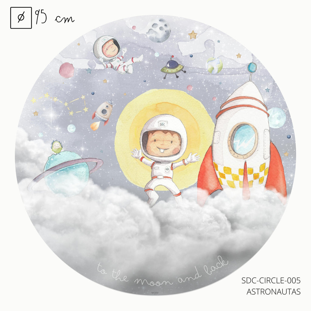 Vinilo Círculo Ø95cm "ASTRONAUTAS"