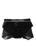 Women's Black Tulle Nylon Mid Waist Panty Underwear Elastane Clothing