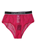 Women's Fuchsia Tulle Nylon Mid Waist Panty Underwear Elastane Silk Clothing