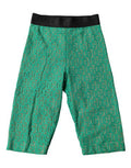 Women's Green Logo Monogram Cropped Tights Underwear Cotton Nylon Elastane Clothing