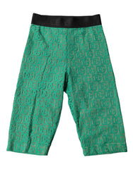 Women's Green Logo Monogram Cropped Tights Underwear Cotton Nylon Elastane Clothing