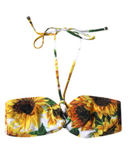 Women's Multicolor Floral Halter Beachwear Bikini Top Swimwear Nylon Elastane