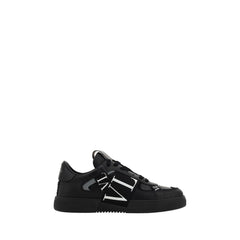 Men's Black Leather Vl7n Sneakers