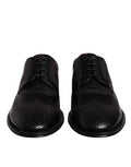 Men's Black Embroidered Classic Leather Derby Dress Shoes