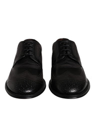 Men's Black Embroidered Classic Leather Derby Dress Shoes