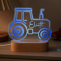 Luz nocturna LED ajustable con nombre y base de madera para decoración de la habitación con diseño de tractor de excavadora Regalo de cumpleaños de Baby Shower para niños