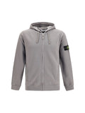 Stone Island Zip Cotton Hoodie — Gray